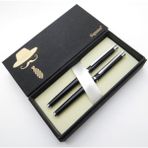 Signator® S348 Slim Siyah Krom Dolma Kalem + Roller Kalem İsme Özel Kalem Hediyelik Kalem