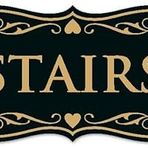 Signs ByLITA Tasarımcı Merdiven İşareti - Kolay Kurulum | Dayanıklı Duvar veya Kapı Levhası (Siyah/Altın) - Küçük