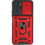 SiHako Newface Poco X3 Gt Kılıf Pars Lens Yüzüklü Silikon - Kırmızı - 001-Renkli