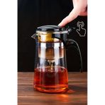 Sihirli Borosilikat Cam Demlik 900 Ml Isıya Dayanıklı & Tek Tuşla Demleme Şeffaf