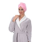 SİHİRLİ DÜNYA Havlu Saç Kurulama Bonesi - Düğmeli - Mikrofiber - Pembe