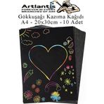 Sihirli Gökkuşağı Kazıma Kağıdı A4 10 Yaprak 1 Paket 20x30 cm Siyah Sihirli Kağıt Rainbow Paper
