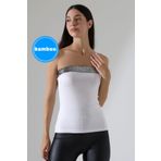Şiir Bimbo Kadın Gümüş Şerit Detaylı Bambu Straplez Top & Bluz - Beyaz