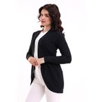 Şiir Bumpe Kadın Yumuşak Dokulu Penye Oval Etek Uzun Kollu Örme Jakarlı Esnek Hırka & Kaftan - Siyah