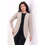 Şiir Bumpe Kadın Yumuşak Dokulu Penye Oval Etek Uzun Kollu Örme Jakarlı Esnek Hırka & Kaftan - Vizon