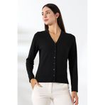 Şiir Kambia Kadın Yumuşak Dokulu Slim Fit Uzun Kollu Düğmeli Basic Klasik Hırka - Siyah