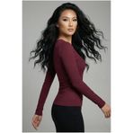 Şiir Makeni Kadın Slim Fit Sıfır Yaka Uzun Kollu Esnek K.Korse Top & Body - Bordo