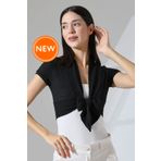 Şiir Mattru Kadın Siyah Soft Touch Kısa Kol Önden Bağlama Devore Jakar Kısa Penye Hırka & Bolero
