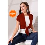 Şiir Mondi Kadın Bordo Penye Kısa Kollu Önden Bağlamalı Kısa Hırka & Bolero