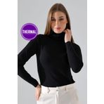 Şiir Rose Kadın Siyah Ultra Soft Touch Balıkçı Yaka Uzun Kollu Thermal (TERMAL) Bluz & Top