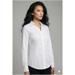 Şiir Tekstil SONORA Kadın Slim Fit Dar Kesim Vücuda Oturan Uzun Kollu Düğme Detaylı Basic Gömlek - Beyaz