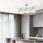 Şık 3'lü Krom Kaplamalı Taşlı Salon Avizesi, Modern ve Parlak Tasarım - Ahşap - Bej - Siyah - Seçenek 1