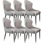 Şık 6 Yemek Sandalyesi Takımı Deri Döşemeli Mutfak Yatak Odası Evlilik Odası Balkon Kanepe Tuvalet Masası Makyaj ve Oturma Odası için Beyaz ve Koyu Gri, Açık Gri + Koy,Light Grey+dark Grey-One Size