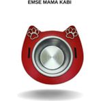 Şık Ahşap Çelik Kedi Köpek Mama ve Su Kabı Kırmızı - Seçenek 1
