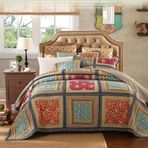 Şık Antik Yama İşi Yatak Örtüsü 230 x 250 cm, 2 Yastık Kılıfı ile, Kapitone Pamuklu Battaniye, Yıkanabilir Örtü, Yatak Odası ve Oturma Odası için Rahat Ev Dekoru
