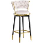 Şık Beyaz Kadife Döner Barstool Altın Ayak Dayama Metal Çerçeve 70cm Yükseklik Ev Yemek ve Güzellik Salonları için Mükemmel Zarif Tasarım Rahat Oturma