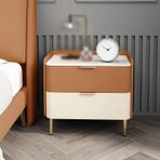Şık Çift Çekmeceli Komodin Modern Mobilya Saklama Dolabı Küçük Alan Yatak Odası ve Oturma Odası için Konik Ayaklı Kompakt 2 Çekmece Tasarımı (50x40x48 cm Stil 20)