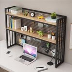 Şık Çok Katmanlı Ferforje Kitaplık - Ofis Yurdu Yatak Odası ve Çocuk Odası için Yerden Tasarruflu Masaüstü Depolama Rafı (105x24x89cm) - Zarif