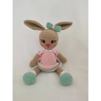 Şık Elbiseli Tavşan Uyku Arkadaşı Amigurumi Organik Oyuncak