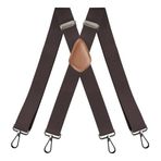 Şık erkek 4 klip kanca toka parantez, ayarlanabilir X tipi deri kanca toka parantez klip suspenderstches giyim, Kahverengi, Tek Beden