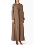 Şık Fern Işlemeli Abaya Takımı Modern Tesettür Modası Için Ideal Seçim - Gri - 56