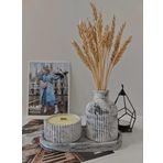 Şık Mermer Desenli Seramik Vazo ve Mumluk Seti - Modern ve Minimalist Dekorasyon