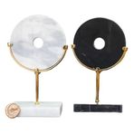 Şık Mermer ve Pirinç Dekoratif Disk Heykeller – Modern 2'li Set - Mükemel orijinal tasarım
