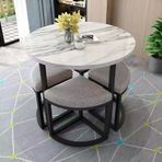 Şık Modern Yuvarlak Yemek Masası Seti 4 Sandalyeli - Ofis Resepsiyonu Mutfak veya Yemek Odası için Mükemmel - 70 cm 80 cm ve 6 ft boyutlarında mevcuttur