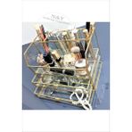 Şık Paris Serisi Brass Cam Çift Çekmeceli Makyaj Organizeri (28 Cm) - Altın