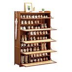 Şık Rattan Ayakkabı Dolabı - Bambu Serbest Ayakta Duran Ayakkabılık, Giriş Yolu Depolama için Açılır Kapılı Spor Ayakkabı Deri Ayakkabılar için İdeal Yüksek Topuklu Terlik (Boyut: 100 cm)