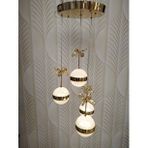 Şık Tarz Modern Led Avize Gold Ledli Salon Avizesi Kelebek Taşlı