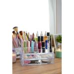 Şık Tasarım Büyük Boy 3 Çekmeceli Makyaj ve Kozmetik Organizer Set, Turuncu - Altın