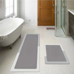 Şık Tasarım Su Emici Banyo Mutfak Kaymaz Tabanlı Paspas 156X38 cm Takım 38X58 cm Yazısız Model M-61