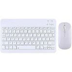 Şık Tasarımlı Bluetooth Kablosuz Klavye ve Mouse Seti | Android, iOS ve Windows Uyumlu | Şarj Edilebilir, Taşınabilir ve Sessiz Tuşlu Set (Beyaz)