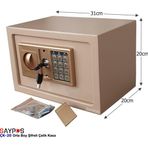 Şık Tasarımlı Orta Boy Şifreli Çelik Kasa, Elektronik Tuşlu Değerli Eşya ve Para Kasası 31X20X20CM