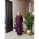 Şık ve Rahat İpeksi Dokulu Lyocell Tesettür Takım Mürdüm