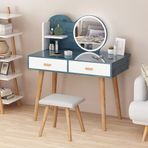 Şık Yatak Odası Tuvalet Masası Seti Ayna ve Tabure ile 80cm Makyaj Vanity Daire ve Otel Yoğunluk Kurulu Mobilya Zarif Alan için