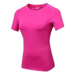 Sıkıştırma Tops Kadınlar Hızlı Kuru Fit Tank Sweat Shirt T-Shirt Tee Kısa Kollu Spor Egzersiz Atletik Fitness Koşu Activewear, pinguin gri, S