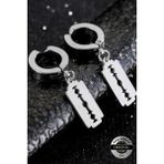 Sıkıştırmalı Trend Mıknatıslı Jilet Model Sallantılı Erkek Çelik Gri Küpe Ear Cuff 1 Adet - Gümüş