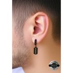 Sıkıştırmalı Trend Mıknatıslı Jilet Model Sallantılı Erkek Çelik Siyah Küpe Ear Cuff 1 Adet