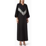 Şıklığı Yansıtan Süslemeli Fringeli Abaya ve Sheila Takımı - Siyah - 52