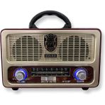 Şıktek Orjinal Nostalji Radio Ahşap Görünümlü Kumandalı Bluetooth-Usb-Sd Kart Fişli, Şarjlı, Pilli Radyo