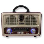 Şıktek Orjinal Nostalji Radyo Ahşap Görünümlü Kumandalı Bluetooth-Usb-Sd Kart Fişli, Şarjlı, Pilli Radyo - Krem