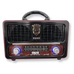 Şıktek Orjinal Nostalji Radyo Ahşap Görünümlü Kumandalı Bluetooth-Usb-Sd Kart Fişli, Şarjlı, Pilli Radyo - Siyah
