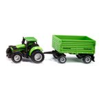 siku 1606, Fortuna 2 eksenli römorklu Deutz sürüş traktörü, oyuncak traktör, metal/plastik, yeşil, çıkarılabilir kabin, eğilebilir oyuk, kauçuk kaplı hafif tekerlekli römork, römork bağlantısı