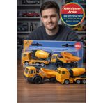Siku İnşaat Araçları Seti Damperli Kamyon Beton Mikseri Metal Oyuncak Sarı İş Makinesi Model 19.7 CM