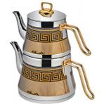 Sıla 3.5 lt Siyah Dekorlu Gold Çaydanlık Takımı