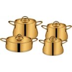 Sıla Çelik Tencere Seti Tam Gold Çeyiz Seti 8 Parça