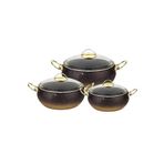 SILA Oms 3031 6 Parça Granit Küre Tencere Seti Gold Cam Kapak