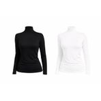 Sıla Sella Uzun Kollu Balıkçı Yaka Body 2'li Set, Siyah+Beyaz